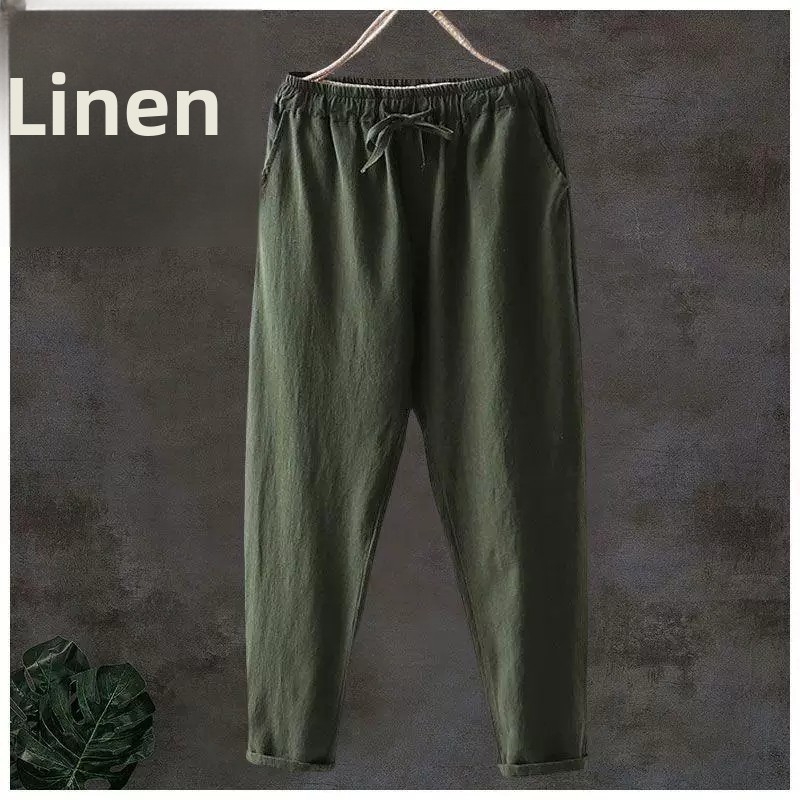 Linen Fabric Natural - Pantaloni Casual in Puro Lino Traspirante