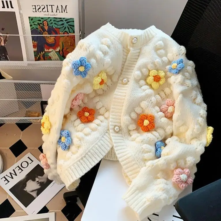Embroidery Thread Yarn - Maglione Kawaii Cardigan lavorato a maglia