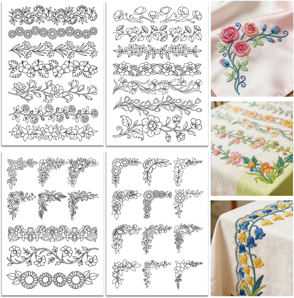 Embroidery Web - Carta per Ricamo Pre-Stampata con Bordi