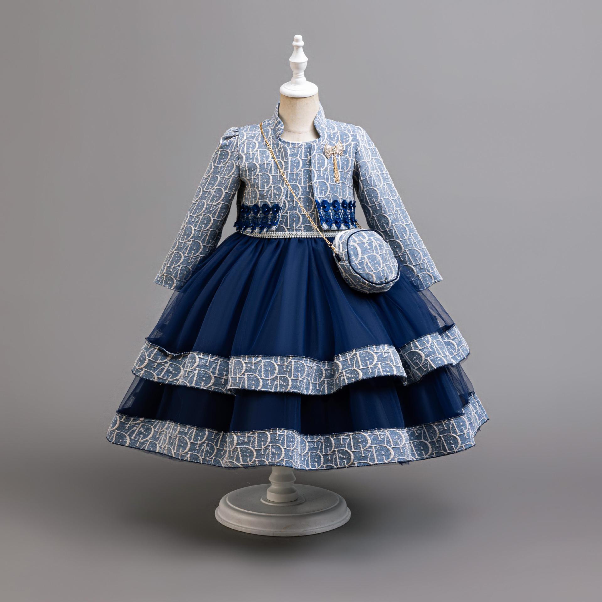 Embroidery Web - Vestito a Maniche Lunghe per Ragazze
