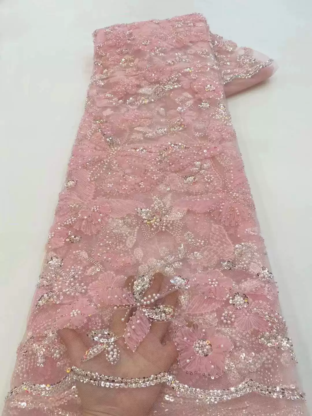 Embroidery Wedding - Tessuto in pizzo ricamato con paillettes