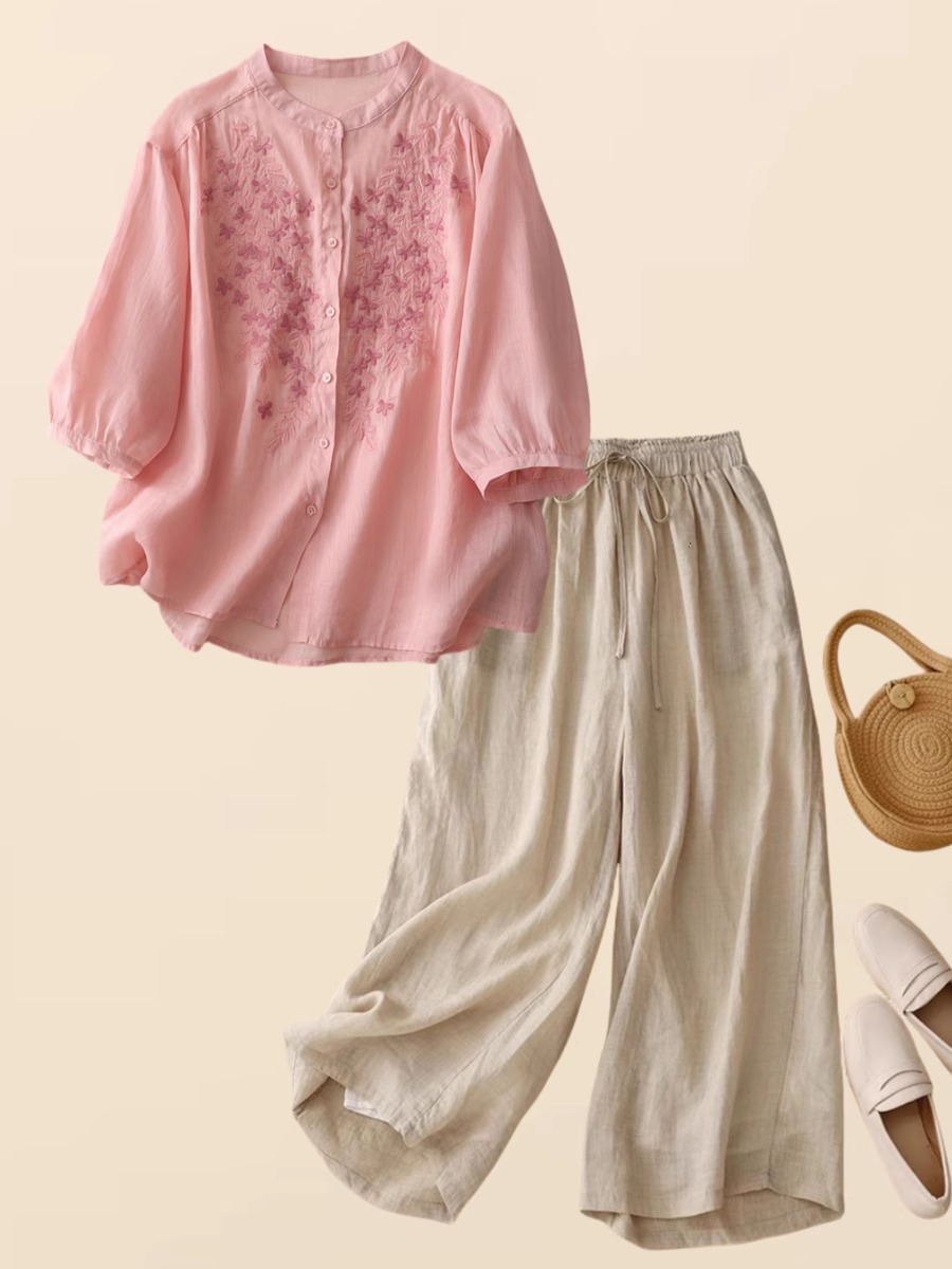 Nuovo completo estivo da donna - Embroidery Cotton Shirt recensione e prezzo