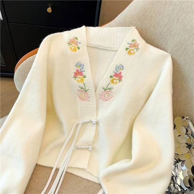 Cardigan da donna con scollo a - Embroidery Thread Yarn recensione e prezzo