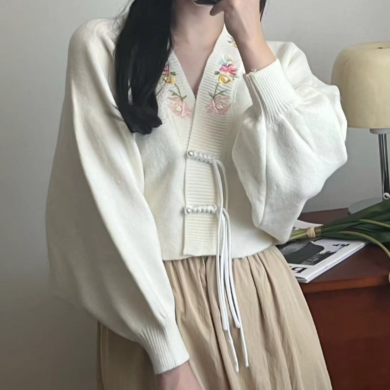 Cardigan da donna con scollo a - Embroidery Thread Yarn recensione e prezzo