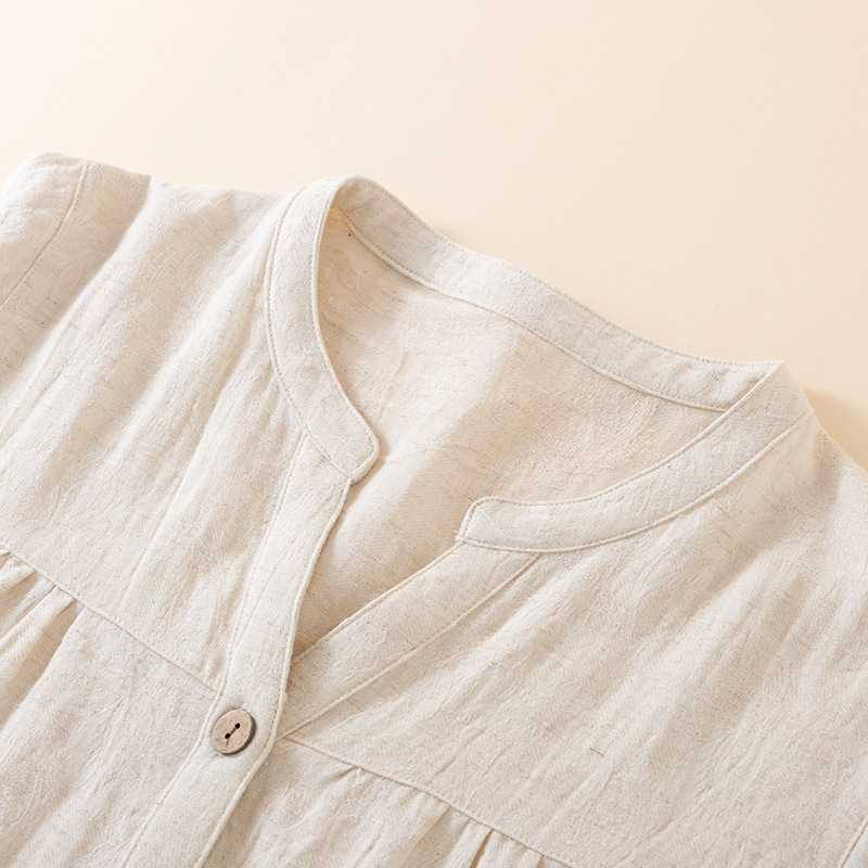 Pigiama da donna con scollo a  - Linen Fabric Natural recensione e prezzo